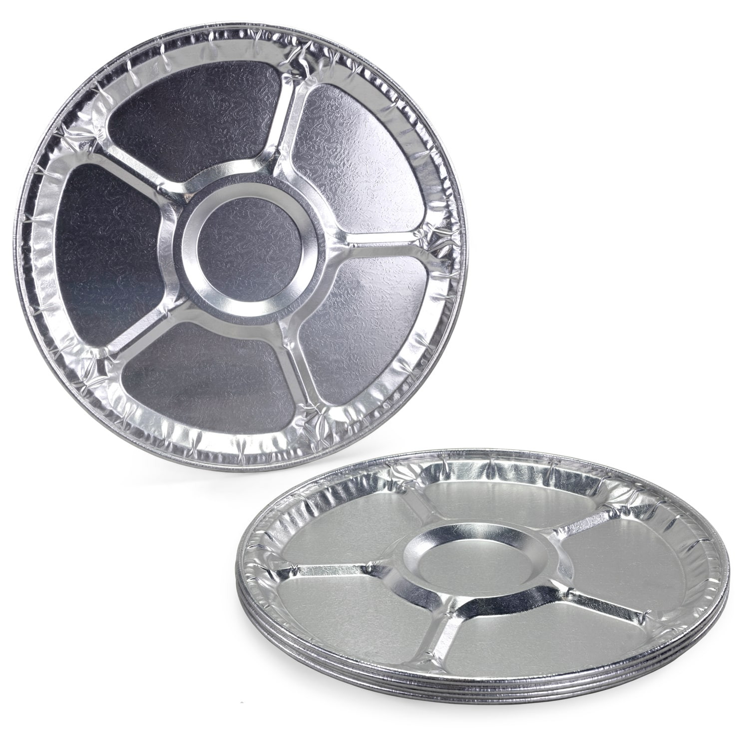 12" Lazy Suzan Aluminum Foil Tray with Compartments and Raised Sides (Pack of 5/10/25) – for Catering and Party Servings 3